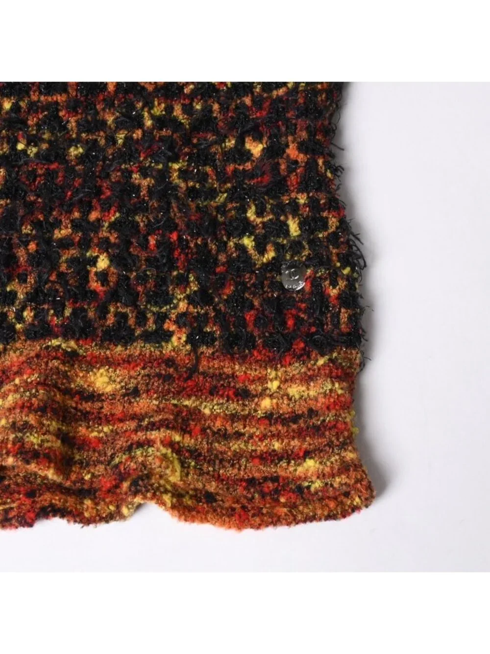 Chanel V-neck Knit Sweater CC Logo Multicolor Wool